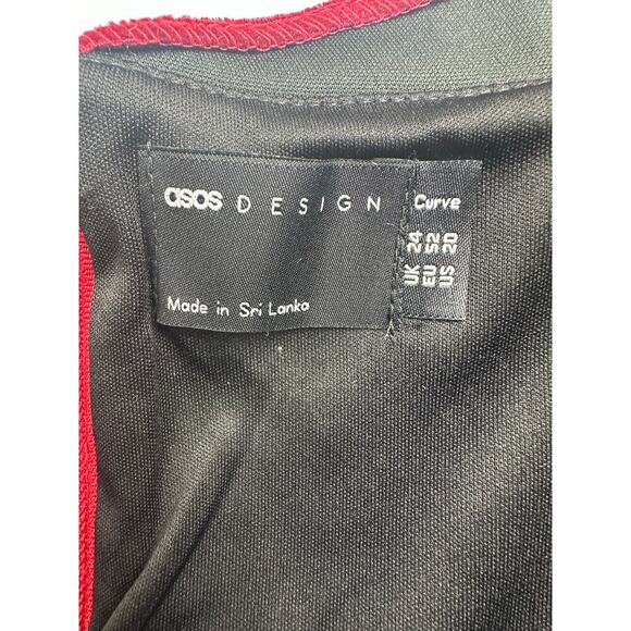 NWT Asos Design Curve Size 20 Drape Bardot Corset Red Velvet Pencil Midi Dress - Picture 13 of 15